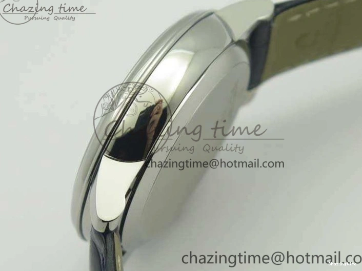 0514 Fashionable De Ville Prestige Real Power Reserve SS TW 1:1 Best Edition White Dial Blue Markers On Leather Strap A 8094